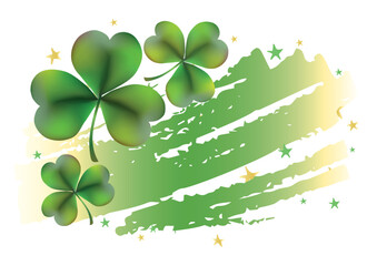 Wall Mural - Green abstract banner with clover leaves and space for text. Element for St. Patricks Day.