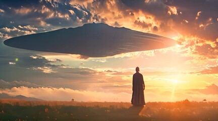 alien ship arriving on ancient earth - sci-fi