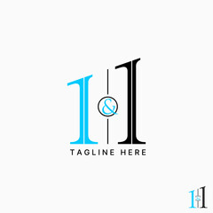 Poster - Logo design graphic concept creative premium vector stock sign initial letter 1 and 1 font small to big increase. Related monogram typography branding