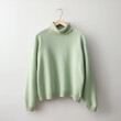 © Robert Kneschke - Elegant mint green turtleneck sweater on a hanger against a neutral background