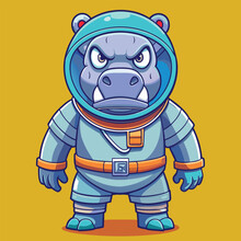 Cartoon Hippo Astronaut