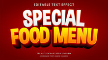 Special Food Menu 3d Editable Text Effect