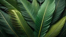 Close Up Of An Green Feather Background Texture Illustration. AI Generated