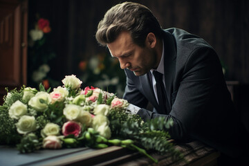 A reverent funeral scene of symbolic farewell among church services and cemetery funerals