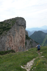 Wall Mural - Bergwanderer an der Roten Wand an der Wurzeralm