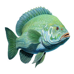 Poster - Napoleon Fish Watercolor Illustration Transparent Background