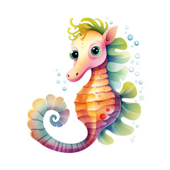 Poster - Sea Horse Watercolor Illustration Transparent Background