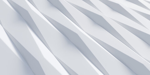 Poster - Abstract white slanted background. Diagonal geometric tiles. 3d rendering