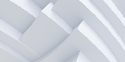 Poster - Abstract architectural white background. 3d Rendering. Cubic geometry pattern