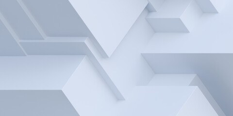 Poster - Abstract isometric white background. 3d Rendering. Cubic geometry pattern