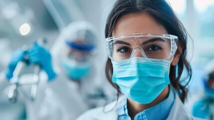 Wall Mural - innovative dentist developing new methods to fight against the persistent bacteria in the mouth