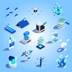 Wall Mural - digital transformation isometric icons