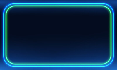 Poster - Vector 3d render, square glowing in the dark, pink blue neon light, illuminate frame design. Abstract cosmic vibrant color backdrop. Glowing neon light. Neon frame with rounded corners.