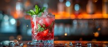Refreshing Summer Drink Concept Featuring A Glass Of Watermelon Juice With A Mint Sprig
