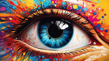 Fototapeta  - Close-up of human eye for surveillance and digital ID verification