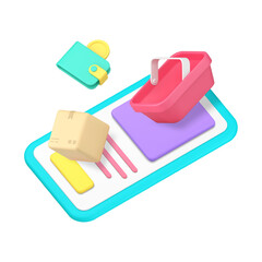 Poster - Online shopping order delivery payment marketplace smartphone application 3d icon realistic vector