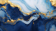 Blue and gold floral marble texture abstract background, Generative AI