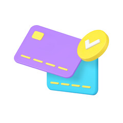 Poster - banking credit debit card success exchange digital e money transfer 3d icon realistic vector