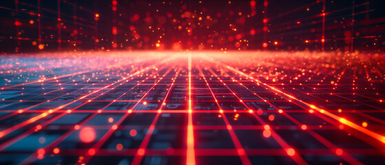 Poster - Retro-futuristic neon landscape: A vivid display of glowing lines and geometric shapes, evoking the nostalgic feel of an 80s arcade game