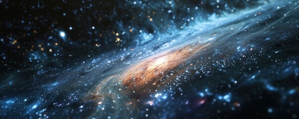 Wall Mural - view of planet in space galaxy and stars in bacground.