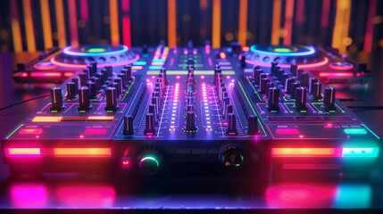 dj mixer in a nightclub