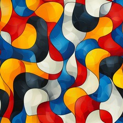 Poster - A seamless abstract pattern with geometric shapes, mosaic-style circles, and avant-garde elements for stylish wallpaper.