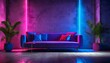 neon room with sofa 