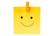 © FF Proudction - yellow sticky note with smile face isolated on white background