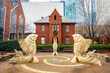 The green city park chapel with fish sculptures in Charlotte