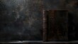 Vintage leather-bound book stands alone against a dark, moody backdrop. mysterious, antique, literary masterpiece. perfect for themes of reading, education, and history. AI