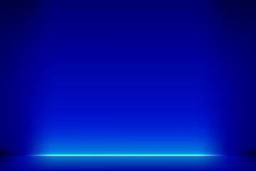 Poster - Blue empty scene with neon light. Realistic vector illustration