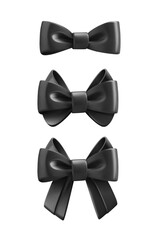 Aufkleber - Black bow collection isolated on white background. 3d vector illustration
