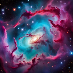 Wall Mural - colorful nebula galaxy space illustration background