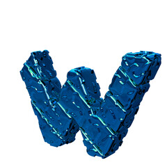 Wall Mural - The blue unpolished symbol turned to the left. letter w