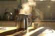 Hot Coffee Pot in Morning Sun - The morning sun shines on a steaming coffee pot, a sign of a new and hopeful day