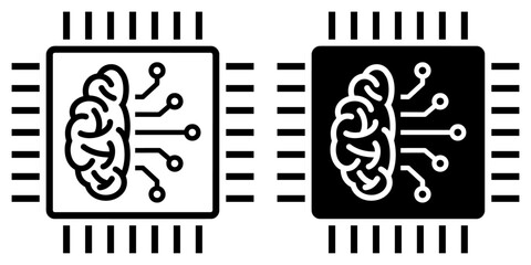 Fototapete - ofvs538 OutlineFilledVectorSign ofvs - artificial intelligence brain circuit board vector icon . isolated transparent . black outline and filled version . AI 10 / EPS 10 / PNG . g11881