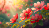 Fototapeta Fototapeta w kwiaty na ścianę - Czerwone kwiaty, sezon wiosenny