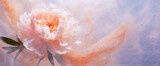 Fototapeta Kwiaty - Pomarańczowy kwiat, piwonia, pomarańczowe tło panoramiczne, puste miejsce