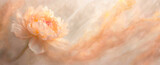 Fototapeta Kwiaty - Pomarańczowy kwiat, piwonia, pomarańczowe tło panoramiczne, puste miejsce