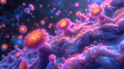 Poster - Microscopic intricacies of viruses and bacteria, as seen through lens of high-powered microscope