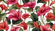 Seamless pattern of anthurium flower. Background or wallpaper. Generative Ai