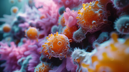 Poster - Journey into microscopic realm, viruses and bacteria take on extraordinary forms and structures