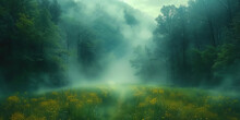 An Enchanted Forest, Shrouded In A Mystical Fog, Like A Place Where The Most Cherished Desires Com