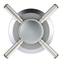 Poster - Steel metal handle safe, front view. 3D rendering isolated on transparent background