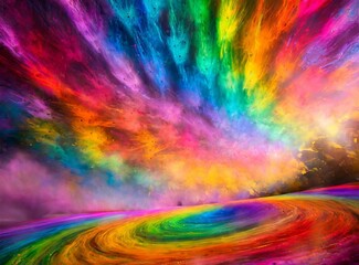 Poster - Abstract watercolor psychedelic rainbow colors background design