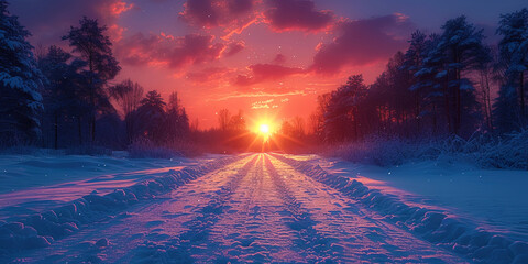 Poster - The sky during the winter evening, where the stars sparkle brighter against the background of a co