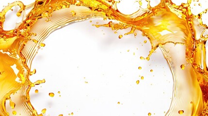 Poster - Splashes of oily liquid arranged in a circle isolated on white background