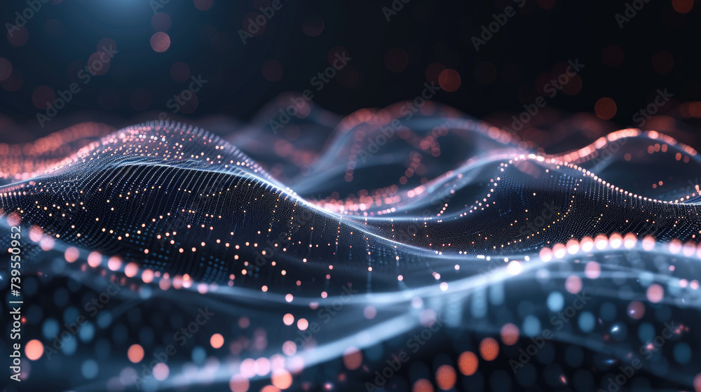 Data space abstract background, dark cyberspace with network lines ...