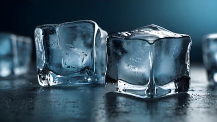 Poster - ice cubes on black background