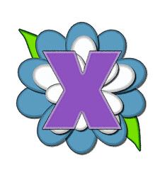 Wall Mural - Alphabet Flower Pin Blue X